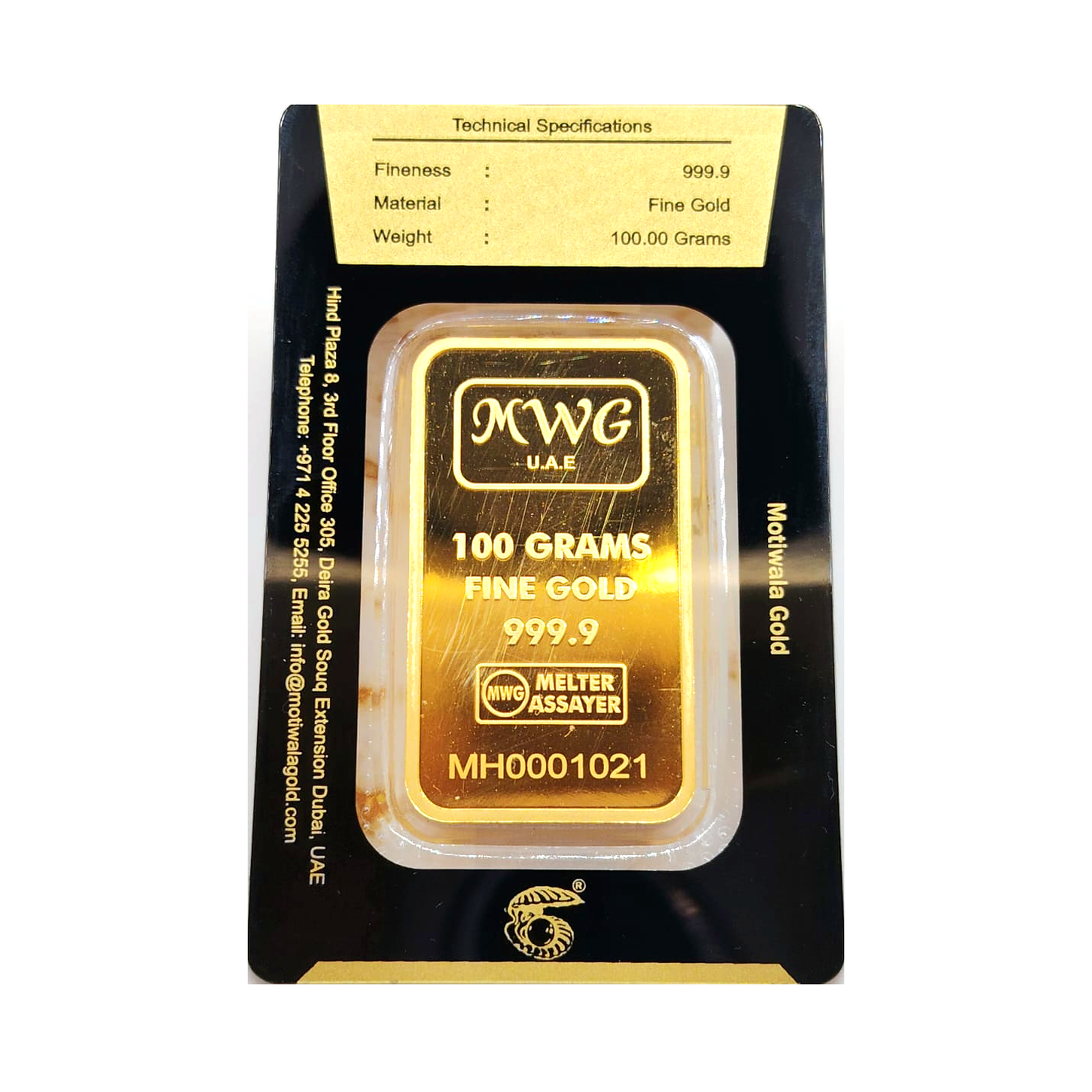 Motiwala Golden Pearl 100g Fine Gold Bar — 999.9