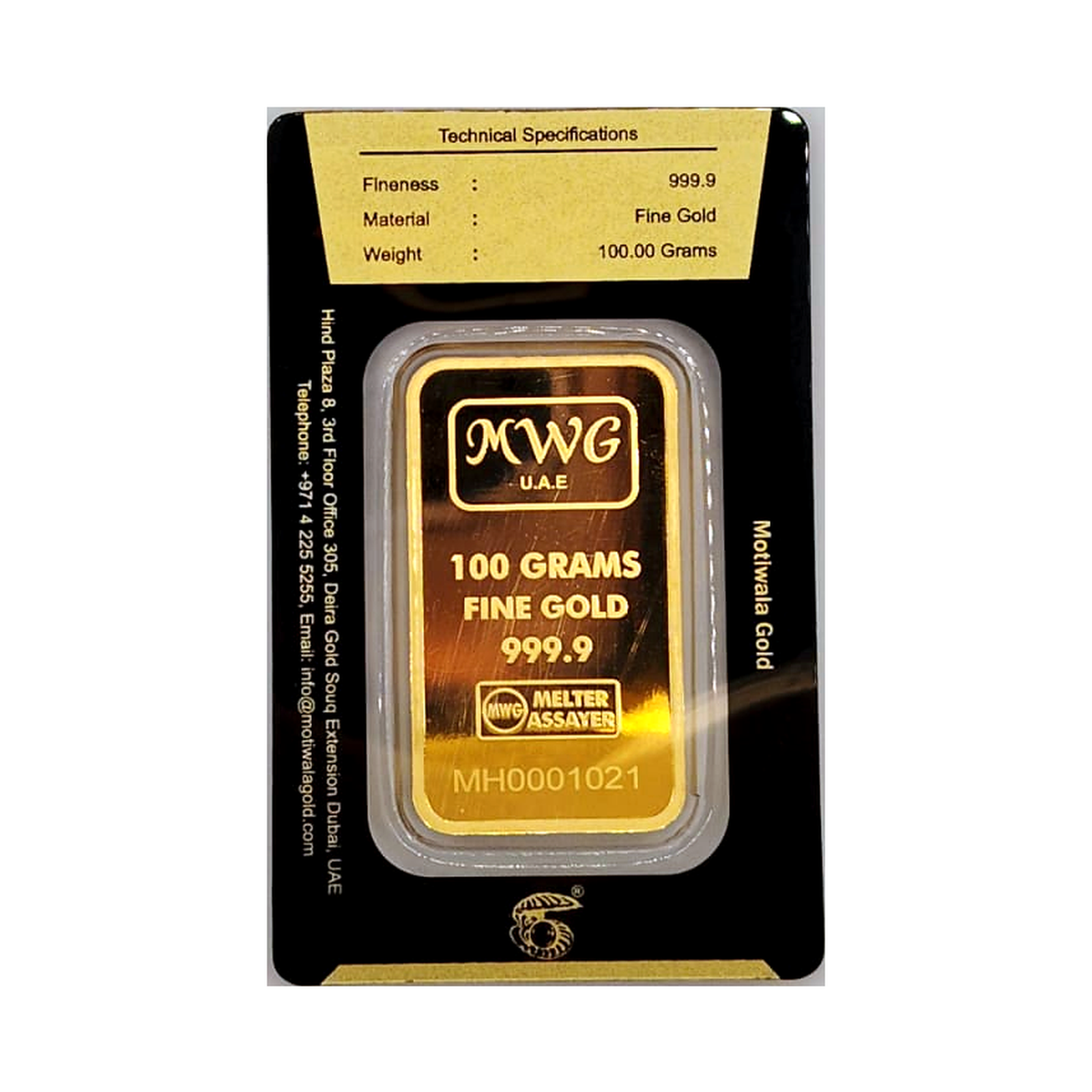 Motiwala Golden Pearl 100g Fine Gold Bar — 999.9