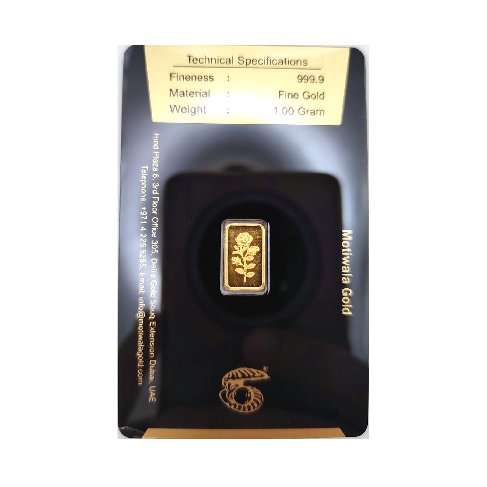 Motiwala Golden Rose 1g Fine Gold Bar — 999.9