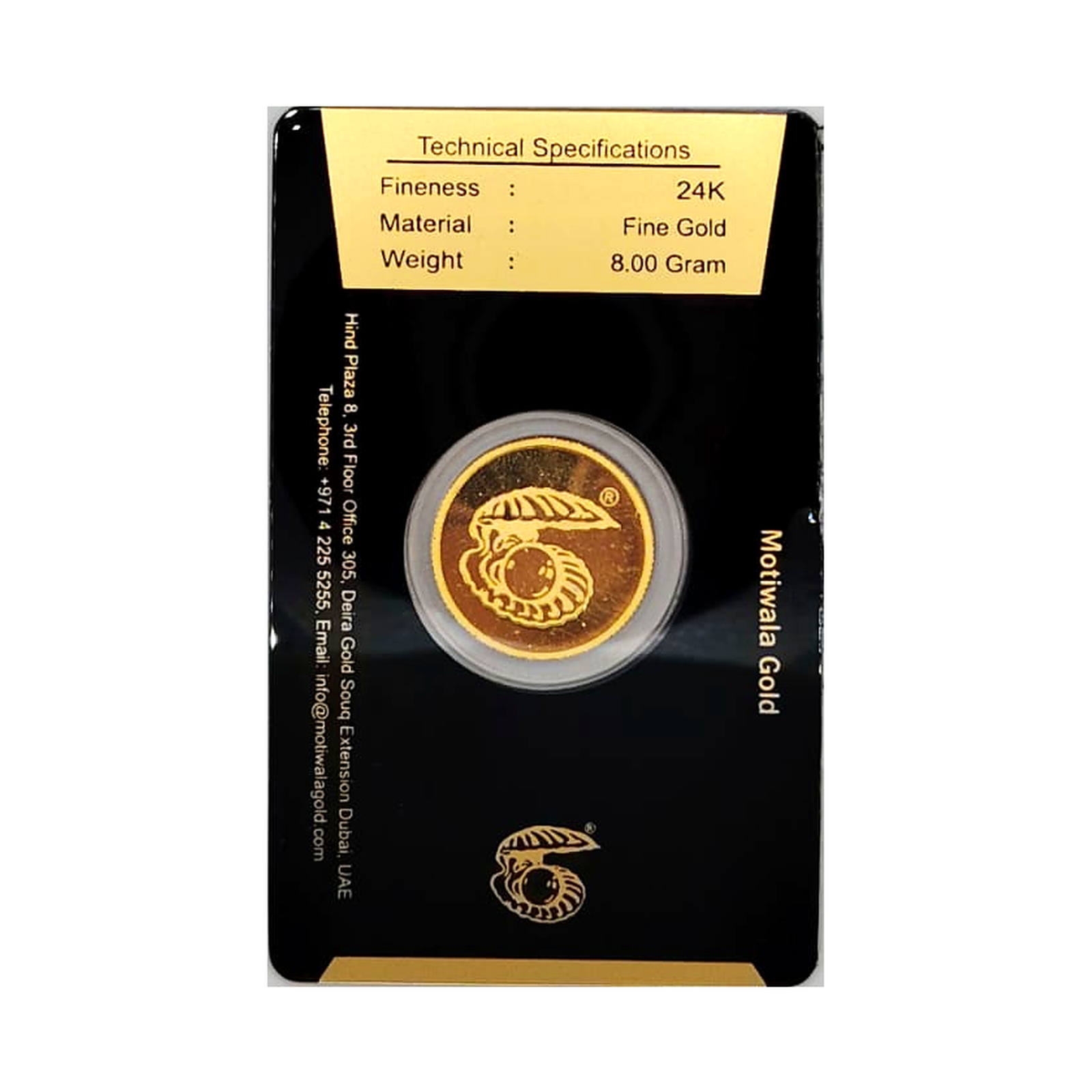 Motiwala Heritage Emblem 8g Fine Gold Coin — 24K