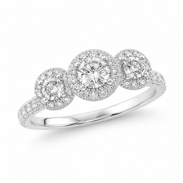 The Celeste Three-Halo Diamond Ring