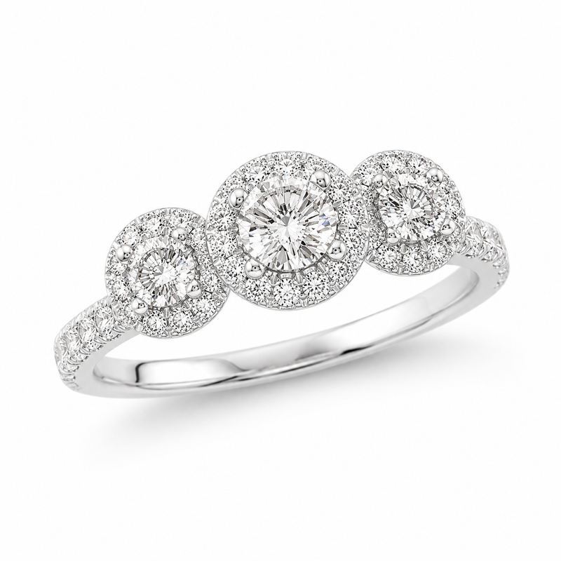 The Celeste Three-Halo Diamond Ring