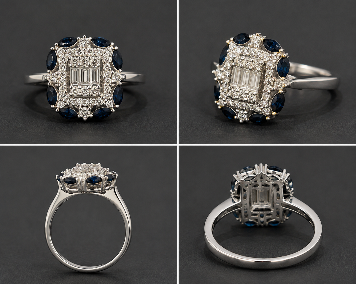The Azure Sapphire Baguette Diamond Ring