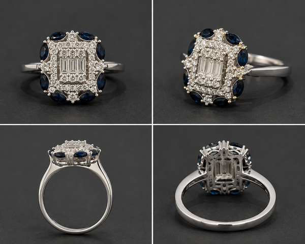 The Azure Sapphire Baguette Diamond Ring