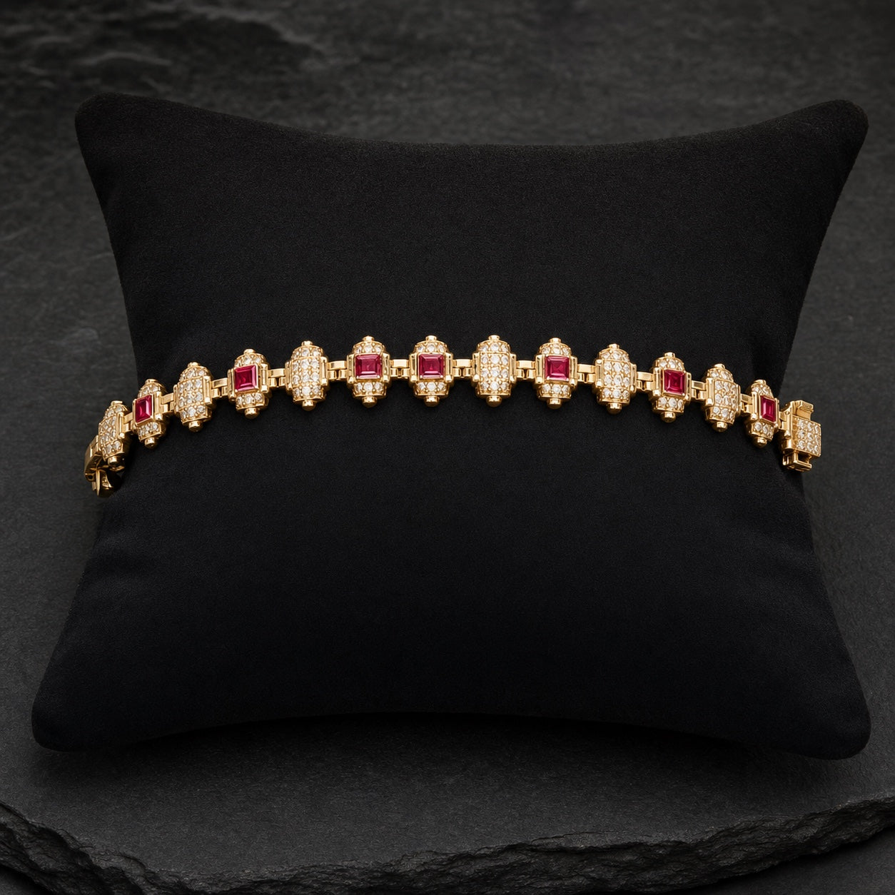 Crimson Radiance Diamond Bracelet