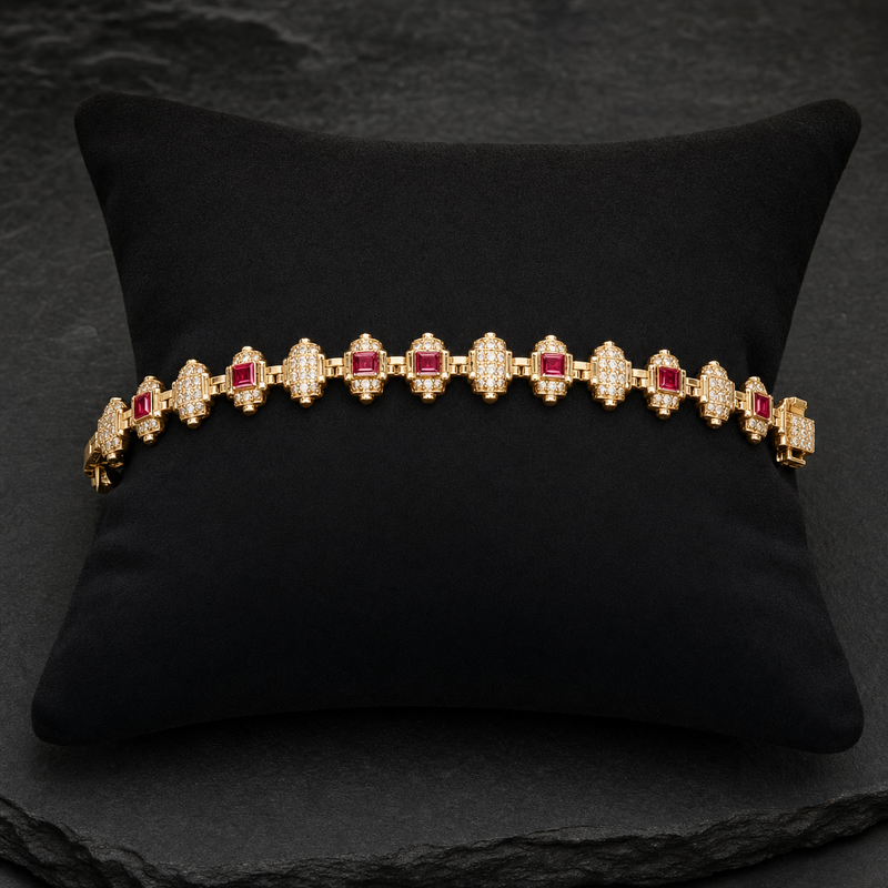 Crimson Radiance Diamond Bracelet