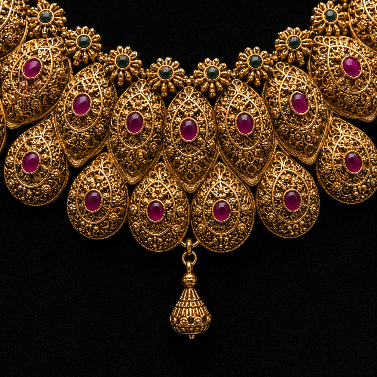 Maharani Heritage Collar Gold Necklace & Earrings Set