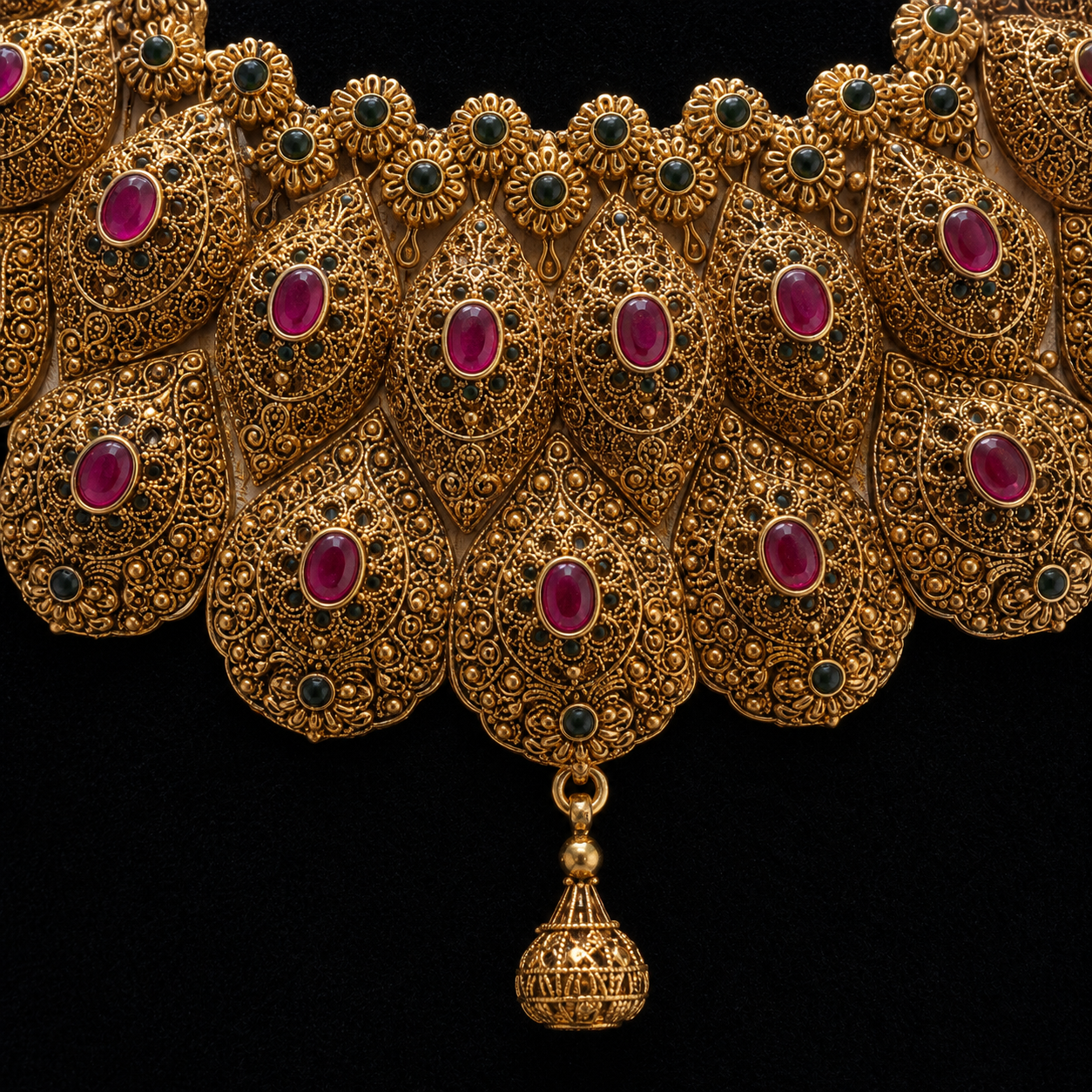 Maharani Heritage Collar Gold Necklace & Earrings Set