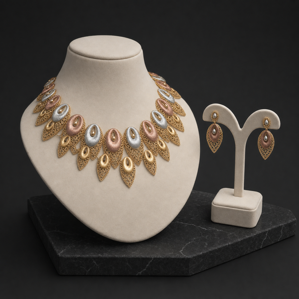 The Aurora Filigree Gold Necklace & Earrings Set