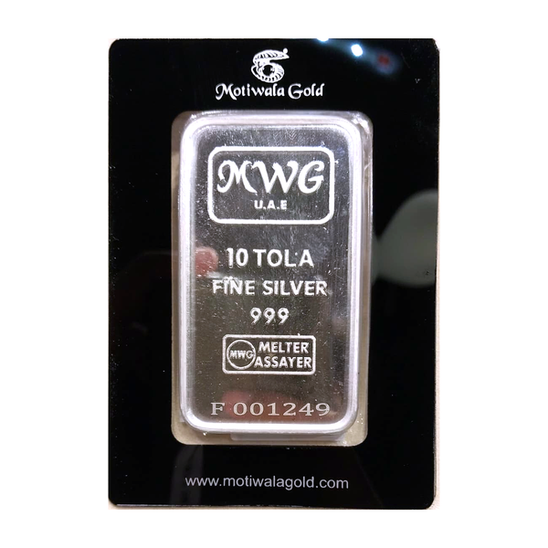 Motiwala Signature 10 Tola 999 Fine Silver Bar