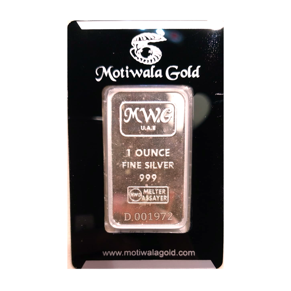 Motiwala Signature 1 oz 999 Fine Silver Bar