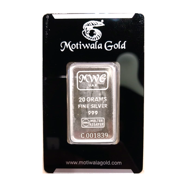 Motiwala Signature 20g 999 Fine Silver Bar
