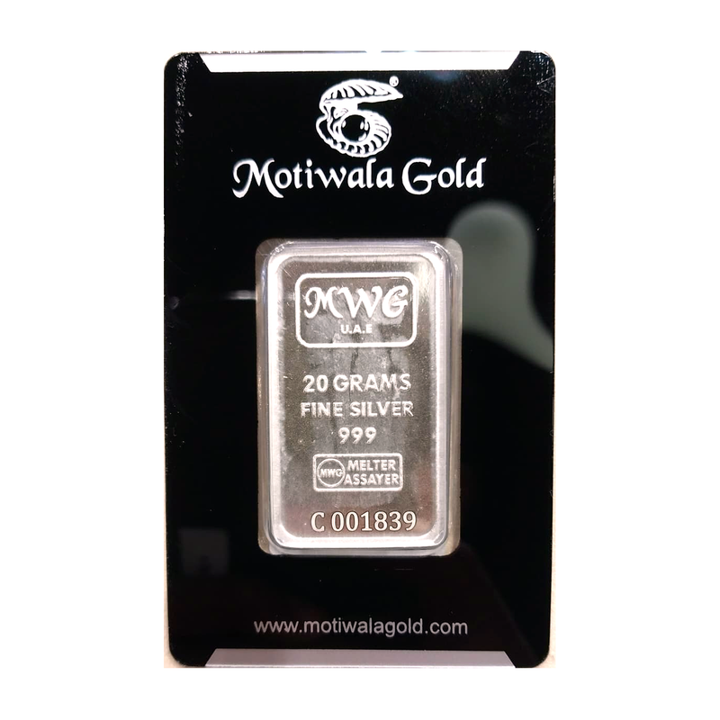 Motiwala Signature 20g 999 Fine Silver Bar