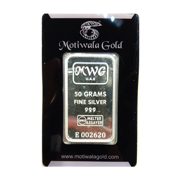 Motiwala Signature 50g 999 Fine Silver Bar